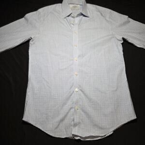 Mens Charles Tyrwhitt Blue Stripped Button Down Dress Shirt Size 15.5/33in